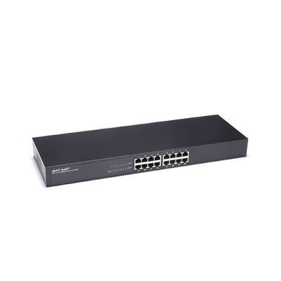 32Gbps Gigabit 16 Port Unmanaged Switch เปลือกเหล็ก 17 นิ้วในตัวพาวเวอร์ซัพพลาย